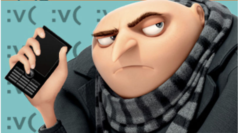 Supervaras Gru telefoniga